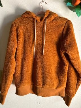 Athleta Sherpa Hoodie in Burnt Orange, Size Small